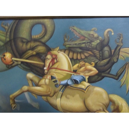 161 - FRAMED OIL ON CANVAS - MYTHICAL CREATURES AND FIGURES