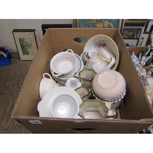 192 - BOX OF MIXED CHINA TO INCL PORT MERION