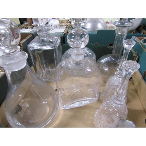 222 - ORNAMENTAL GLASS BELLS, DECANTERS ETC