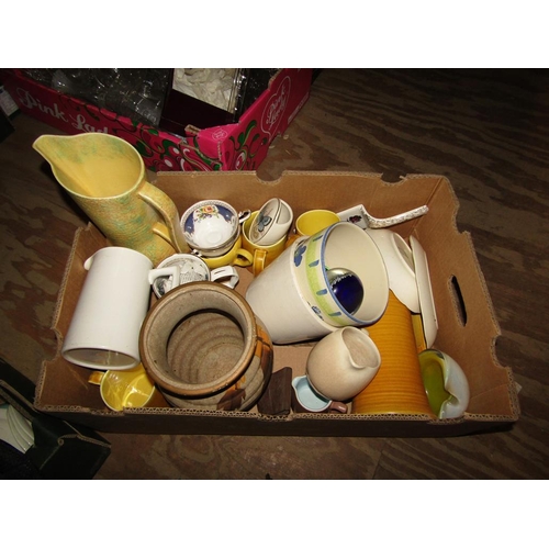 289 - BOX OF CERAMICS - ART DECO JUG ETC