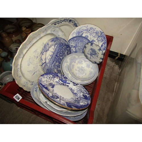 336 - BOX; BLUE AND WHITE TRANSFER PRINT TABLEWARES