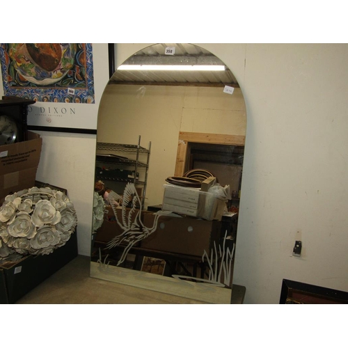 358 - ARCHED WALL MIRROR WITH SWAN DECORATION