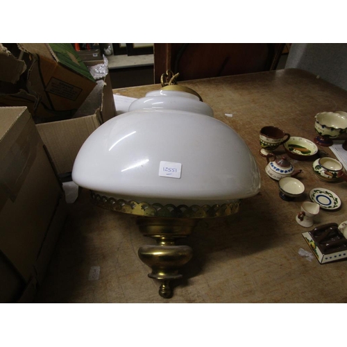 352 - GLASS AND BRASS CEILING LIGHT