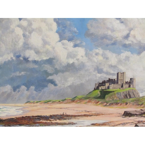 1104 - C A BIGGIN 1973 - CASTLE IN A COASTAL SETTING, SIGNED OIL ON BOARD, FRAMED, 80CM X 90CM