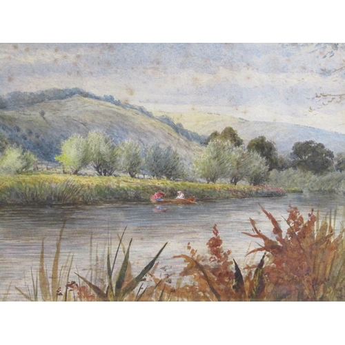 1114 - MONO GHS - SERIES OF THREE F/G LATE 19C/EARLY 20C WATERCOLOURS - RIVERSCAPES WITH FIGURES IN BOATS, ... 