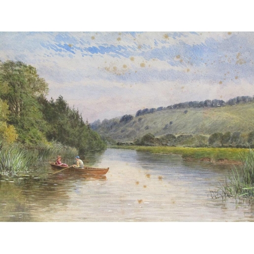 1114 - MONO GHS - SERIES OF THREE F/G LATE 19C/EARLY 20C WATERCOLOURS - RIVERSCAPES WITH FIGURES IN BOATS, ... 