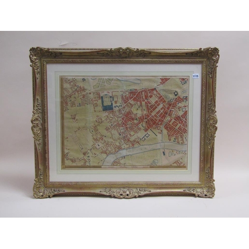 1115 - COLOURED PANORAMIC MAP OF LONDON SOUTH WEST, F/G, 50CM X 65CM