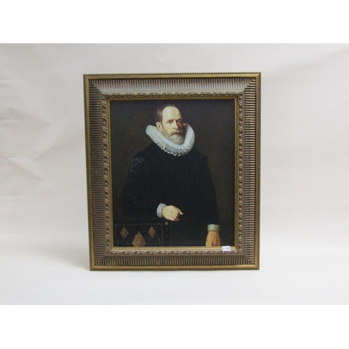 1118 - UNSIGNED - PORTRAIT OF A 16C GENT, OIL ON CANVAS, FRAMED, 39CM X 50CM