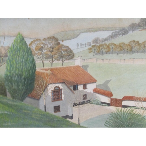 1140 - H F BUCKALL - PAIR, HOME IN THE VALLEY & A VILLAGE STREET SCENE, ONE SIGNED, F/G, EACH 26CM X 36CM