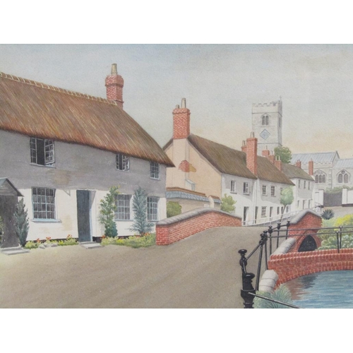 1140 - H F BUCKALL - PAIR, HOME IN THE VALLEY & A VILLAGE STREET SCENE, ONE SIGNED, F/G, EACH 26CM X 36CM