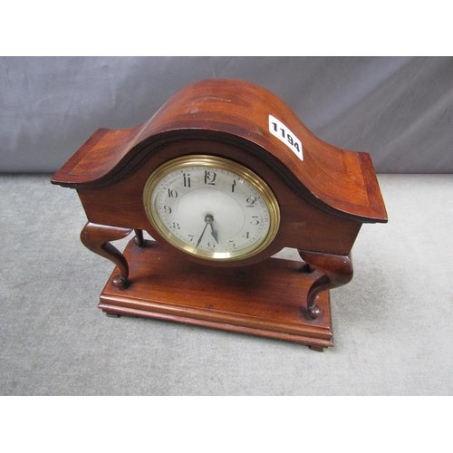 1194 - EDWARDIAN MAHOGANY CASED MANTEL CLOCK, 24CM H