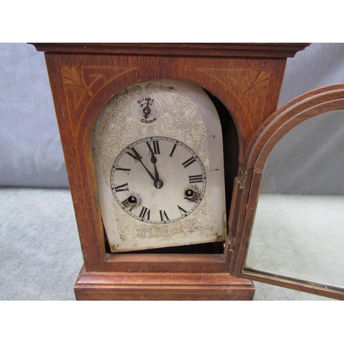 1195 - EDWARDIAN OAK CASED MANTEL CLOCK, 37CM H