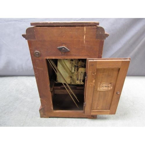 1195 - EDWARDIAN OAK CASED MANTEL CLOCK, 37CM H