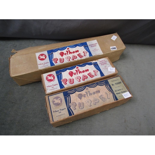 1200 - THREE BOXED PELHAM PUPPETS - LARGEST BOX 56CM W