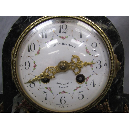 1204 - J W BENSON MARBLE CASED MANTEL CLOCK, 27CM H