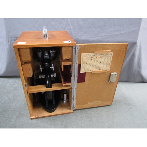 1257 - CASED MICROSCOPE, CASE 44CM H