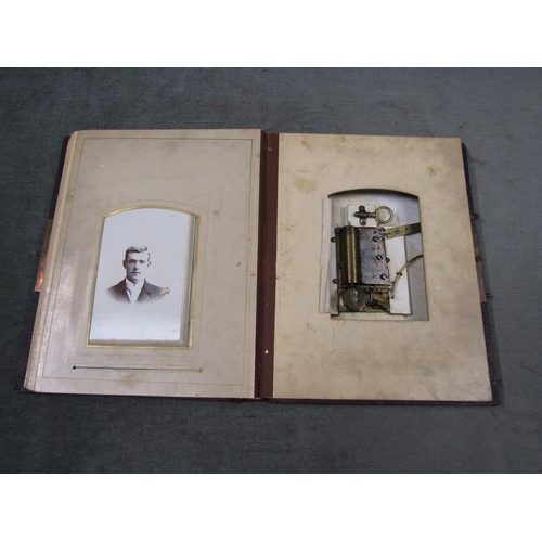 1260 - EARLY 20C MUSICAL PHOTGRPAHIC ALBUM WITH EMBOSSED COVER, 23CM W