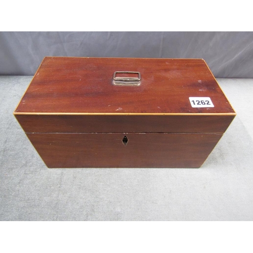 1262 - GEORGIAN MAHOGANY TEA CADDY, 30CM W