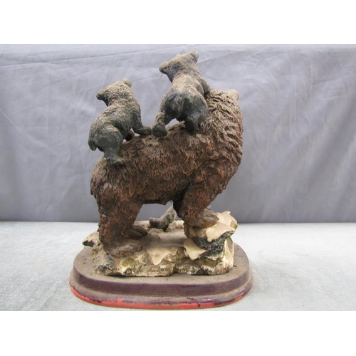 1270 - RESIN FIGURE GROUP - BEARS AND SALMON, 29CM H