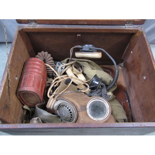 1283 - OAK BOX TO INCL GAS MASKS