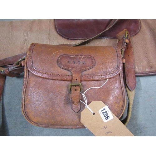 1286 - LEATHER GUN CASE, 25CM W