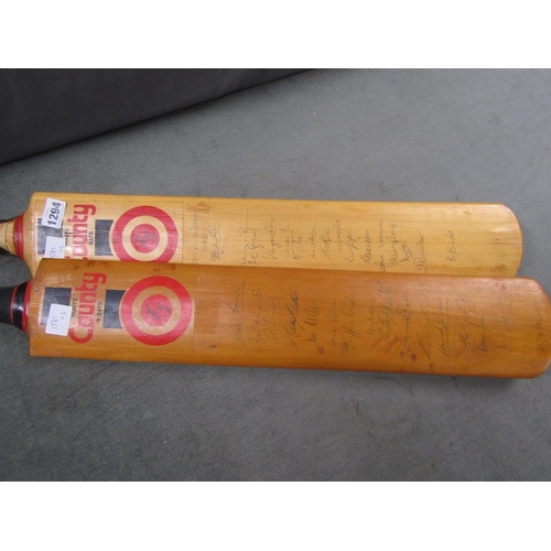 1294 - SIGNED CRICKET BATS; SIGNED PRINTS