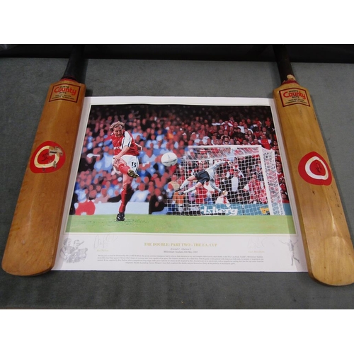 1294 - SIGNED CRICKET BATS; SIGNED PRINTS