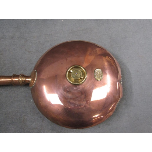 1297 - ANTIQUE COPPER WARMING PAN, 122CM L