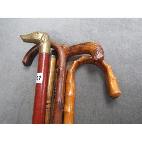 1307 - COLLECTION OF WALKING STICKS AND CANES, 92CM L