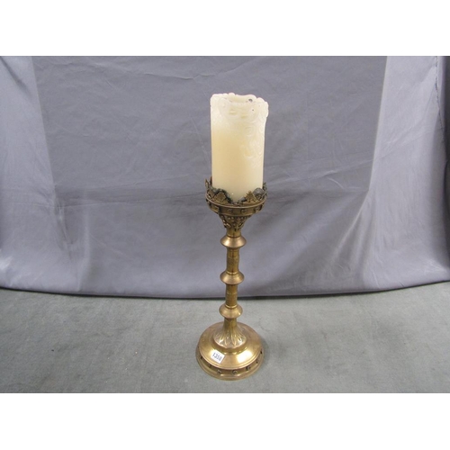 1358 - CAST BRASS CANDLESTICK, 48CM H