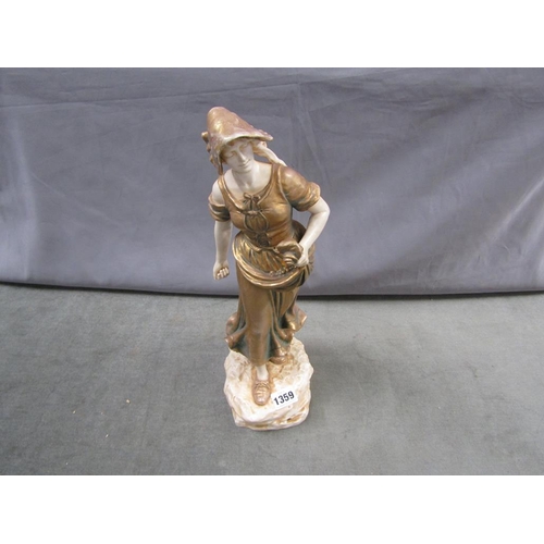 1359 - ART NOUVEAU CERAMIC FIGURE, 43CM H