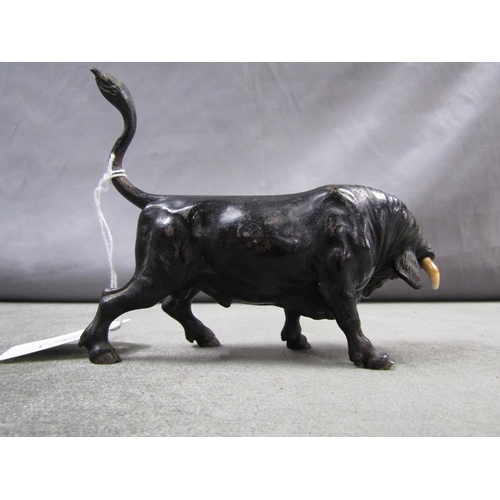 1361 - CAST BRONZED FIGURE OF A BULL, 13CMW