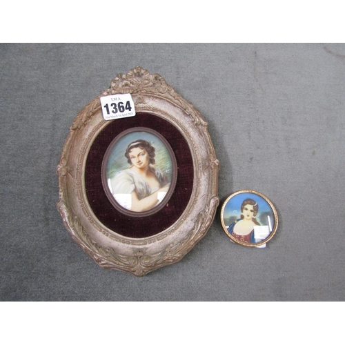 1364 - TWO PORTRAIT MINIATURES, 15CM W