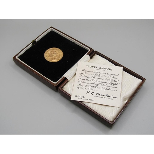 1417 - FROM EGYPT SALVAGE, A GOLD SOVEREIGN 1912