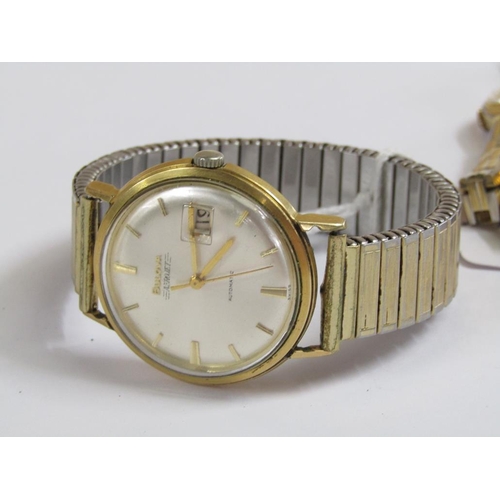 1497 - BULOVA GENTS GILT CASED WATCH TOGETHER WITH A ROTARY AND A LADIES CLASSIQUE GILT METAL AND SILVER WA... 