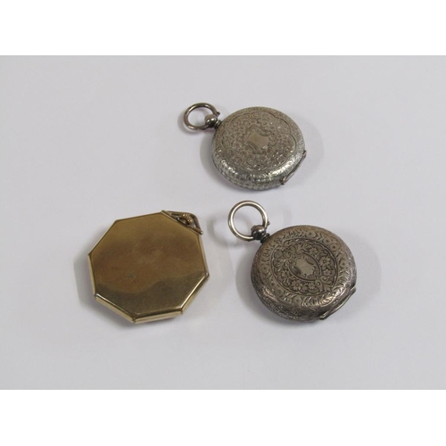 1498 - THREE POCKET WATCHES INC. A ROCKFORD GILT METAL OCTAGONAL CASE, TWO SILVER CASED FOB WATCHES