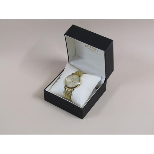 1510 - ROTARY BOXED GENTS GILT METAL WATCH REFERRED TO AS WINDSOR