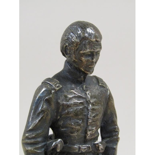 1513 - SILVER PLATED METAL FIGURE OF AN AMERICAN CIVIL WAR OFFICER 12cms H