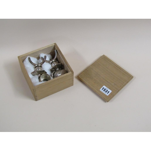 1531 - JAPANESE FOUR PIECE SILVER CONDIMENT IN TRANSPORT BOX