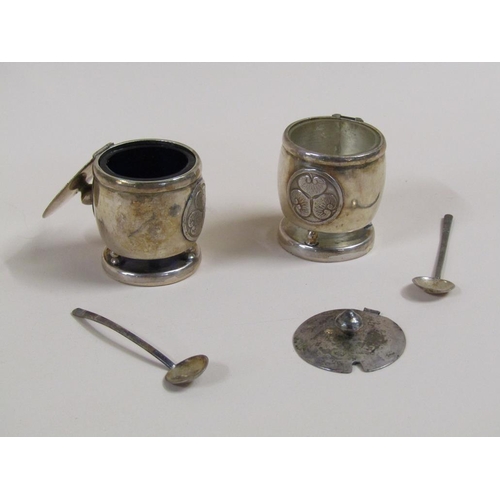 1531 - JAPANESE FOUR PIECE SILVER CONDIMENT IN TRANSPORT BOX