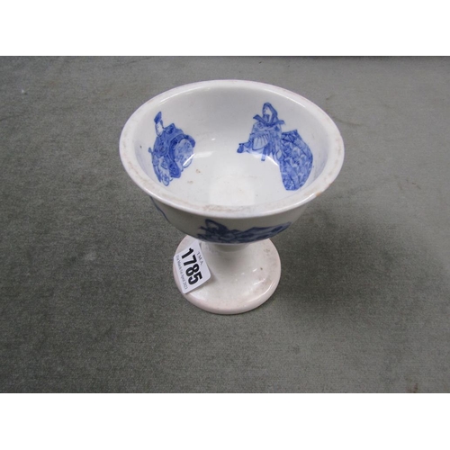 1785 - ORIENTAL B&W PEDESTAL BOWL, 11CM H