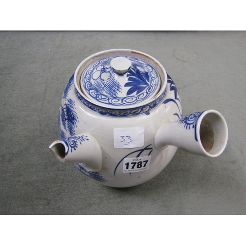 1787 - ORIENTAL B&W TEAPOT, 20CM H