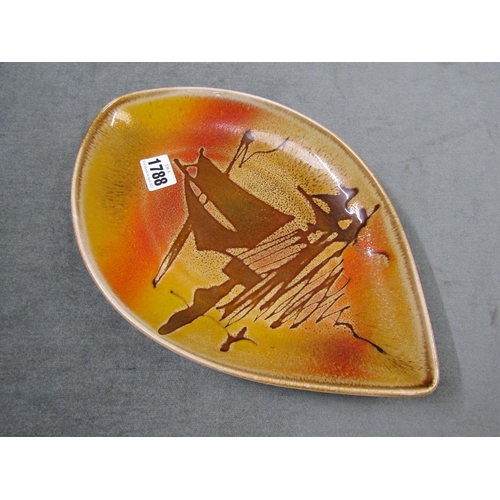 1788 - POOLE POTTERY AEGEAN SPEAR SHAPED DISH, 30CM W