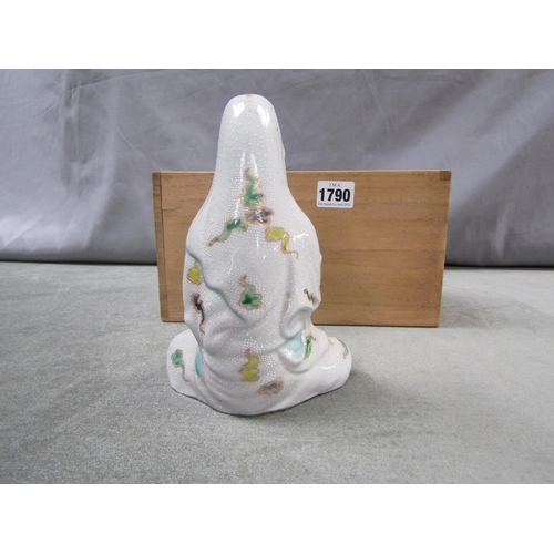 1790 - ORIENTAL PORCELAIN FIGURE OF A FEMALE, 17CM H