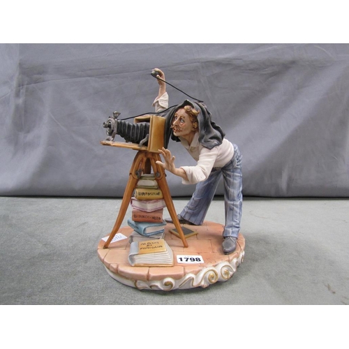 1798 - CAPODIMONTE PORCELAIN FIGURE OF A PHOTOGRAPHER, 28CM H