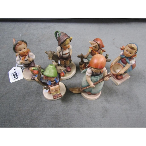 1801 - COLLECTION OF SIX GOEBEL/HUMMEL FIGURES - LARGEST 12CM H