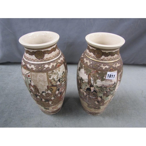 1811 - PAIR OF JAPANESE SATSUMA VASES, 33CM H