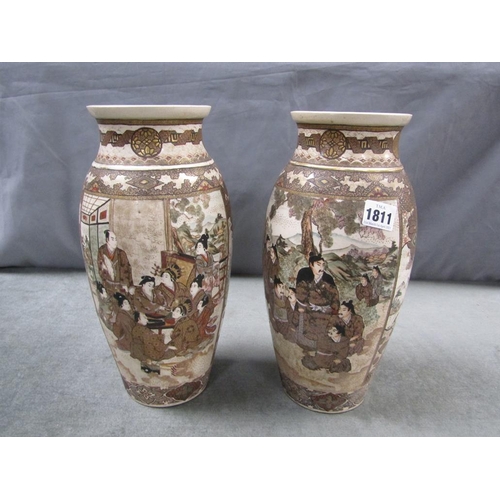 1811 - PAIR OF JAPANESE SATSUMA VASES, 33CM H