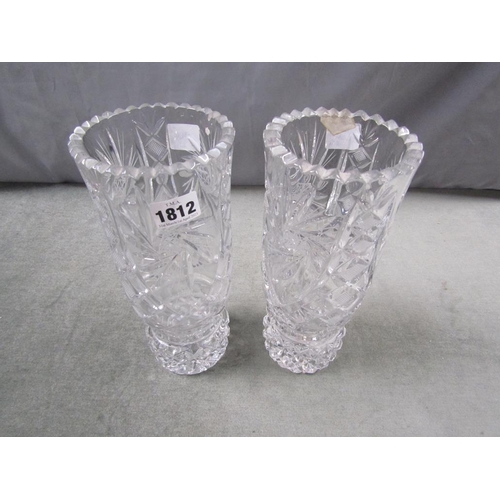 1812 - PAIR OF CRYSTAL VASES, 26CM H