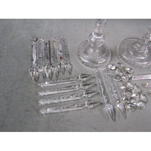 1813 - TWO CRYSTAL TABLE LUSTRES - LARGEST 34CM H